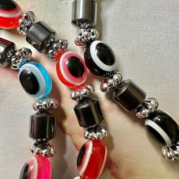 Evil eye hematite bracelet bundle of 3 - Picture 4 of 6